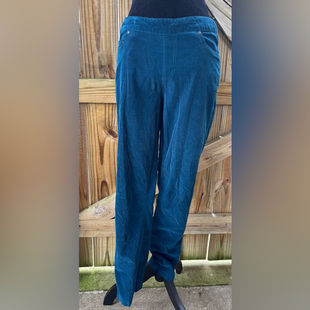 Pajama Jeans Stretchy 5 Pocket Straight Leg Teal PJ Pants Inside Drawstring M